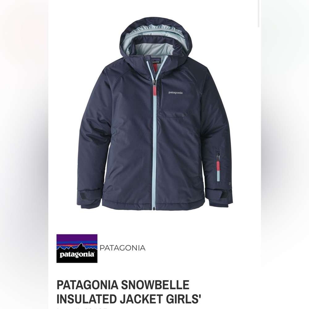 Girls Patagonia Snowbelle Insulated Jacket, size Large/12. Navy EUC